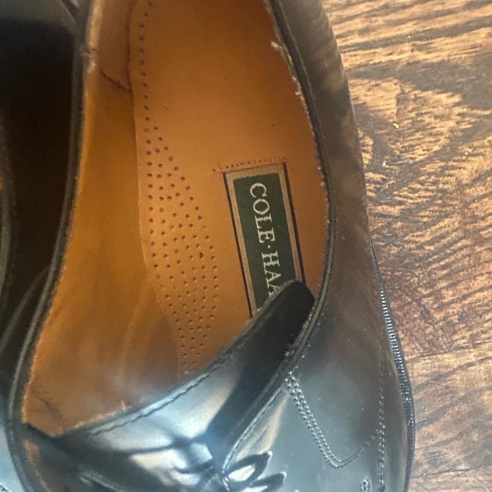 COLE HAAN Mens Dress Shoes Fine Black Leather Lace Up Cap Toe Oxfords Size 11 D - Picture 5 of 10